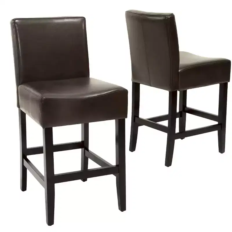 Set of 2 25.5 Lopez Leather Counter Height Barstools - Christopher Knight Home