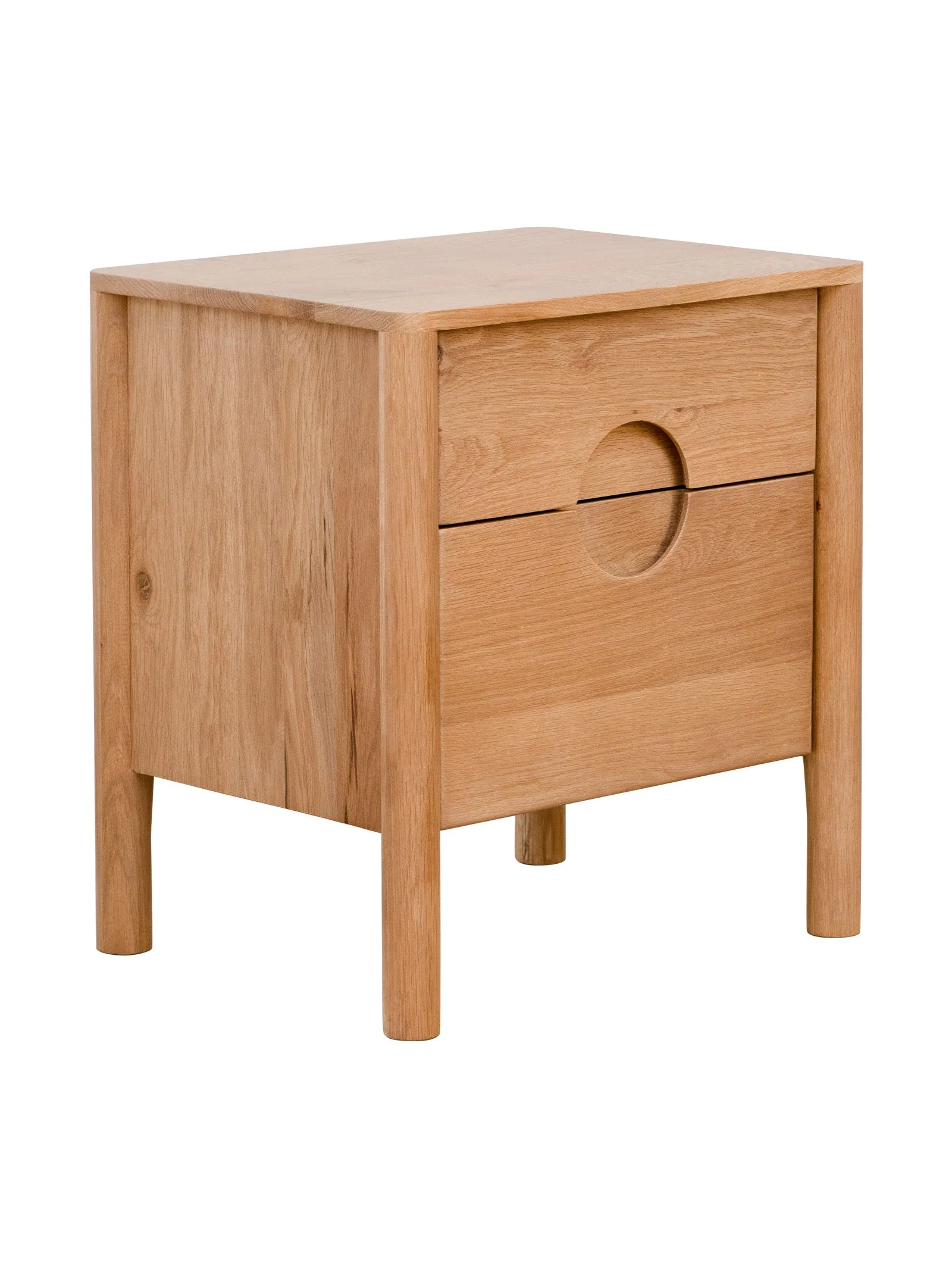 Mid-Century Solid Oak Nightstand for Bedroom