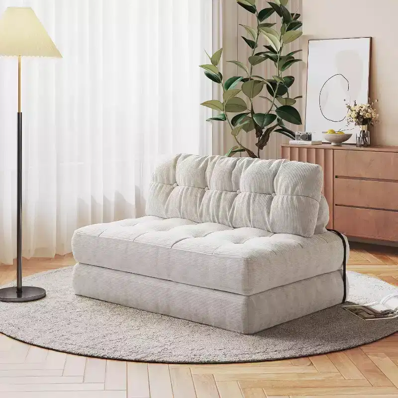 Folding Sofa Bed, Futon Sofa Bed, Futon Sofa Bed Convertible Sleeper Chair, Pillow Foldable Mattress Back Support, Portable Fold Out Couch, Full
