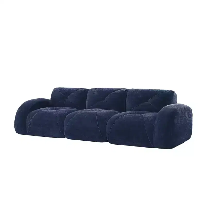 Clihome 110Boneless Sofa With Tufted,Soft Velvet Fabric,Modular Sectional Sofa,32D High Density Sponge,Anti-Slip Design,Ergonomic Design Bottom