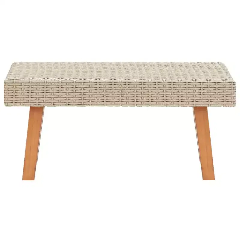 Outdoor Coffee Table Solid Eucalyptus Wood & PE Rattan Garden Side Table