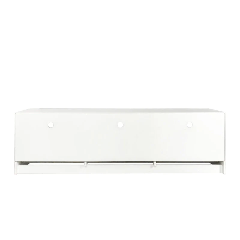 70-Inch TV Stand with Open Shelves and Drawers — White