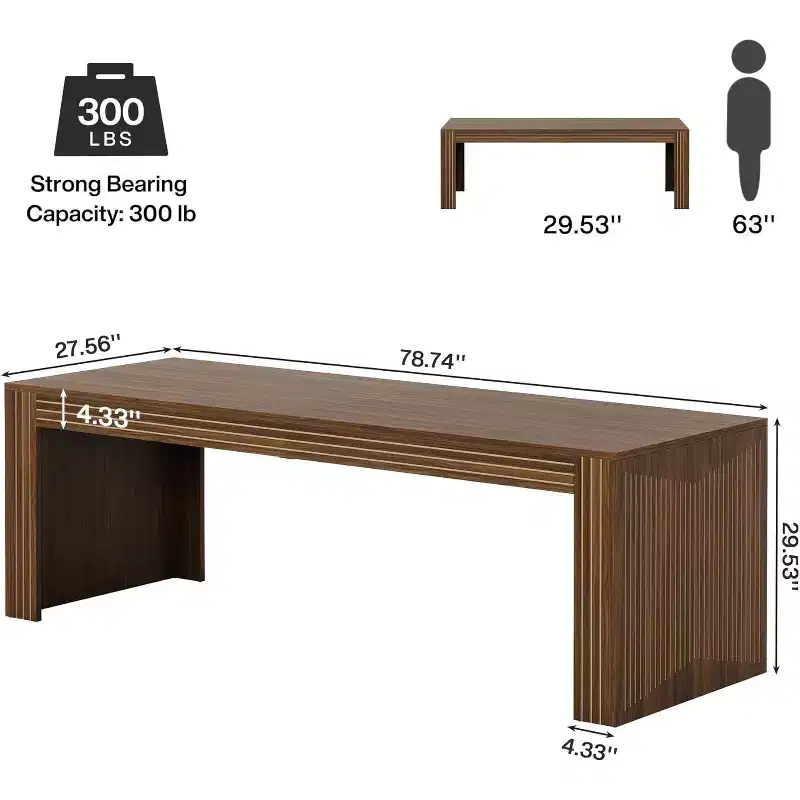 79-Inch Extra Long Desk, Two Person Double Desk for Home Office, Wooden Long Computer Desk Writing Table for Office, Dark Brown