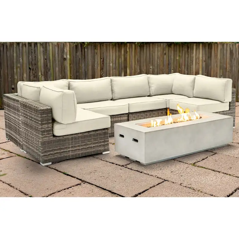 LSI 4 Person Seating Group With Firepit And Sunbrella Cushions