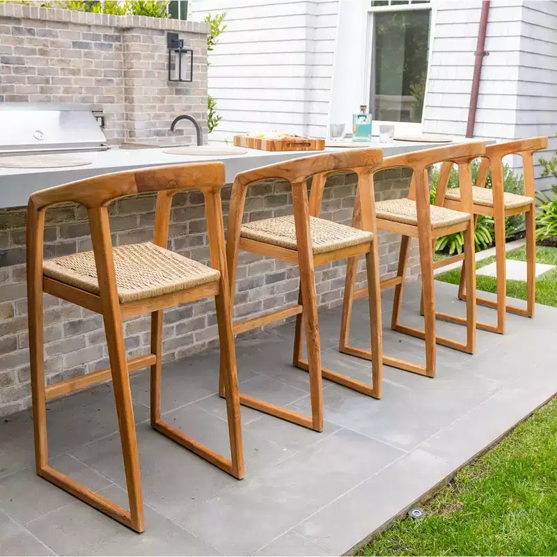 Nordic Teak 30 Natural Indoor/Outdoor Bar Stool - Beige