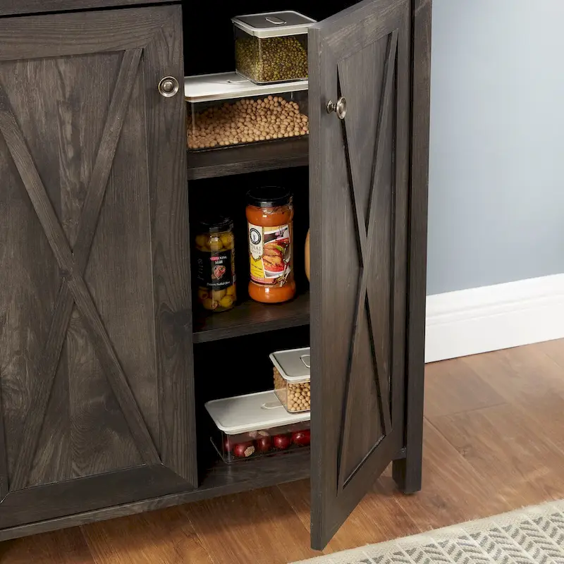 Coffee Bar Cabinet with Hollow Out Barn Design