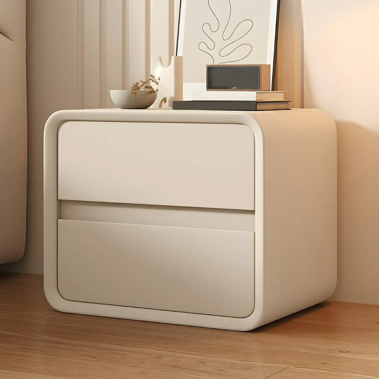 Scandinavian Wood Narrow Bedside Cabinet
