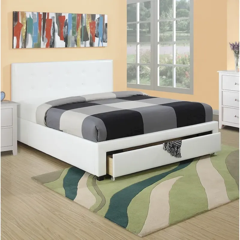 Queen Size Storage Under Bed,Bed Faux Leather upholstered