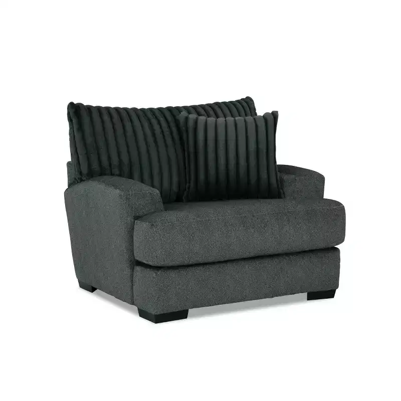 HOMES: Inside + Out Telven Accent Chair Chenille Upholstery Channel Tufted with Pillow