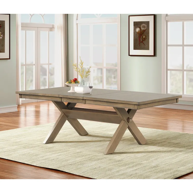 Roundhill Furniture Raven Wood 6-Piece Dining Set, Dining Table with 4 Chairs and Bench, Glazed Pine Brown