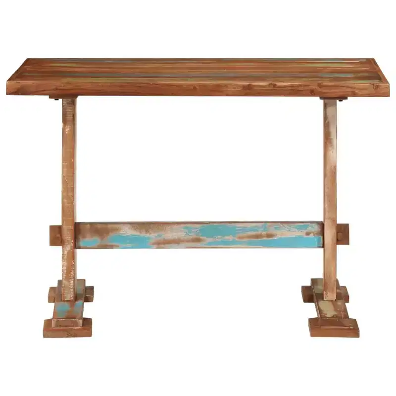 Dining Table Multicolor Solid Reclaimed Wood Medium
