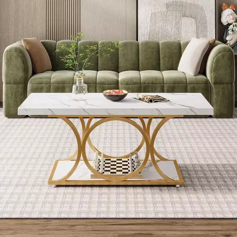 Lantine 47.24-inch 2-Tier Rectangle Coffee Table