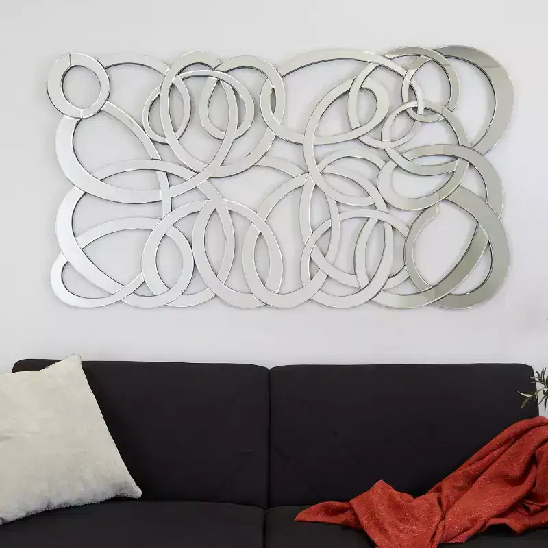 Olivia & May 35X64 Glass Geometric Room Wall Mirror Silver