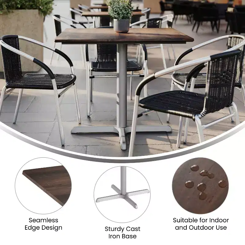Flash Furniture Acadia Tabletop with TopGuard HPL Technology and Table Height X-Base