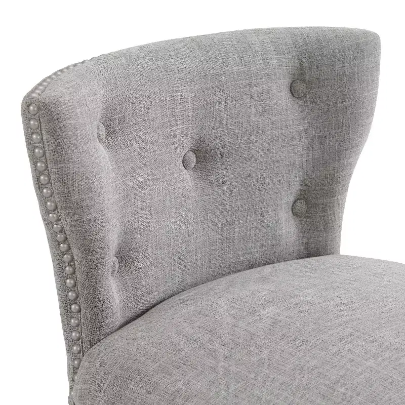 Miranda Swivel Bar Height Stool White: Upholstered Back, Nailhead Trim