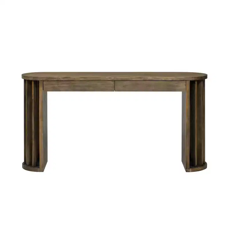 Luxystar 59 Long Console Table with Curved and Straight Line Design for Entrance and Living Room, Natural
