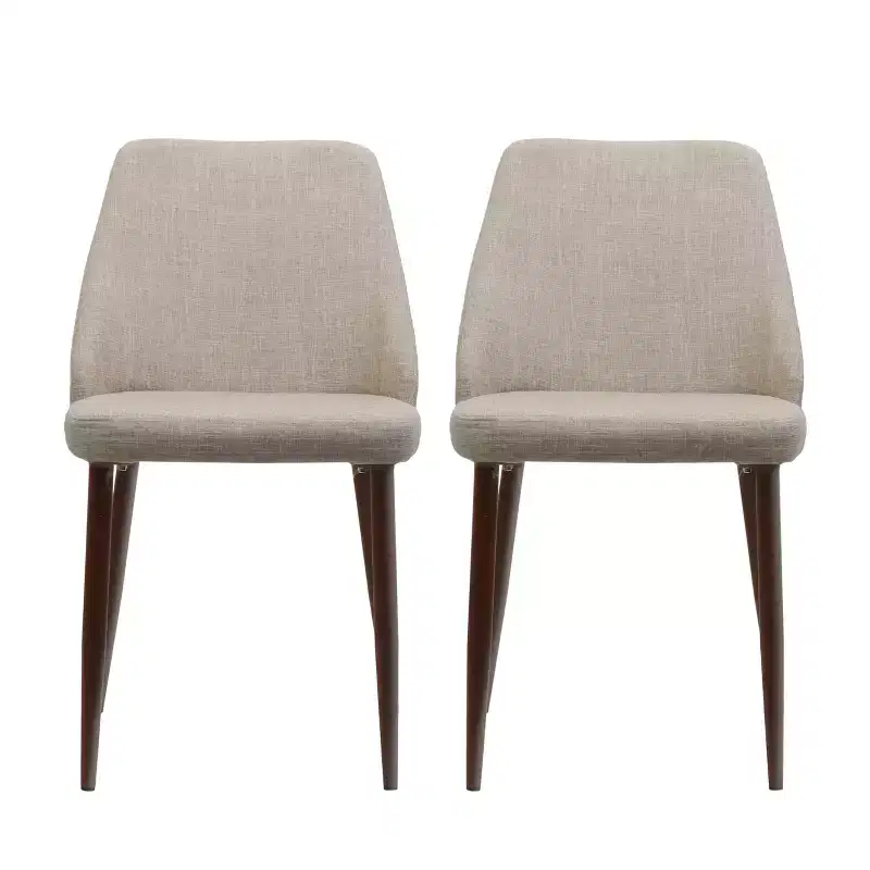 GDFStudio Fira Mid-Century Modern Upholstered Dining Chairs wiith Iron Legs (Set of 2)