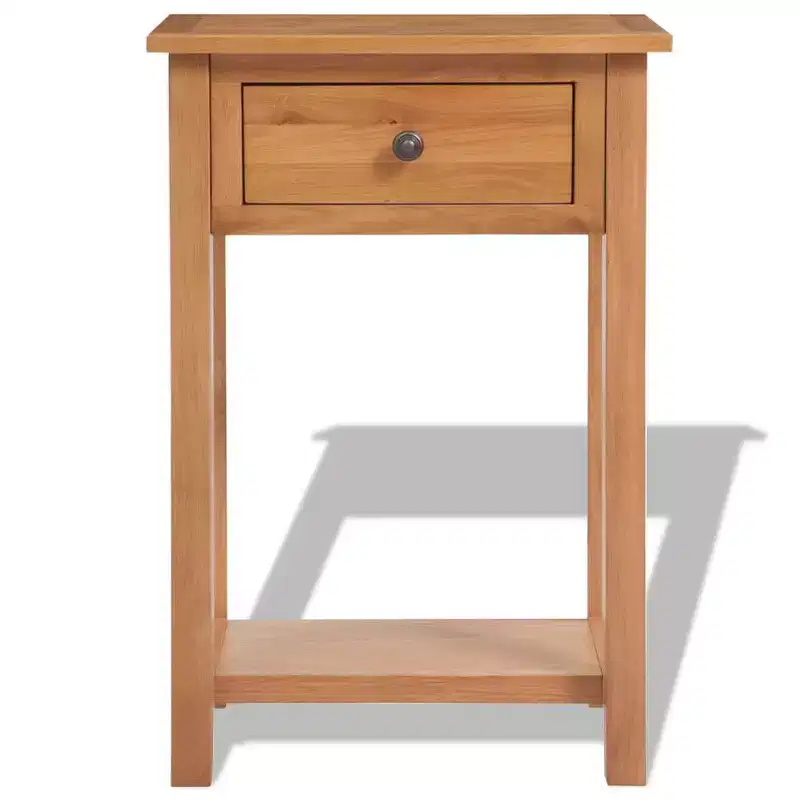 Console Table Solid Oak & Engineered Wood 19.7x12.6x29.5 Brown