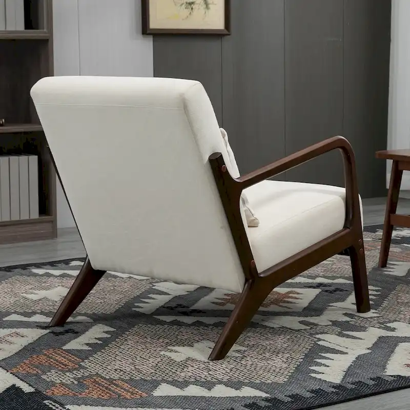 Mid-Century Velvet Upholstered Accent Chair Armchair w/Waist Cushion