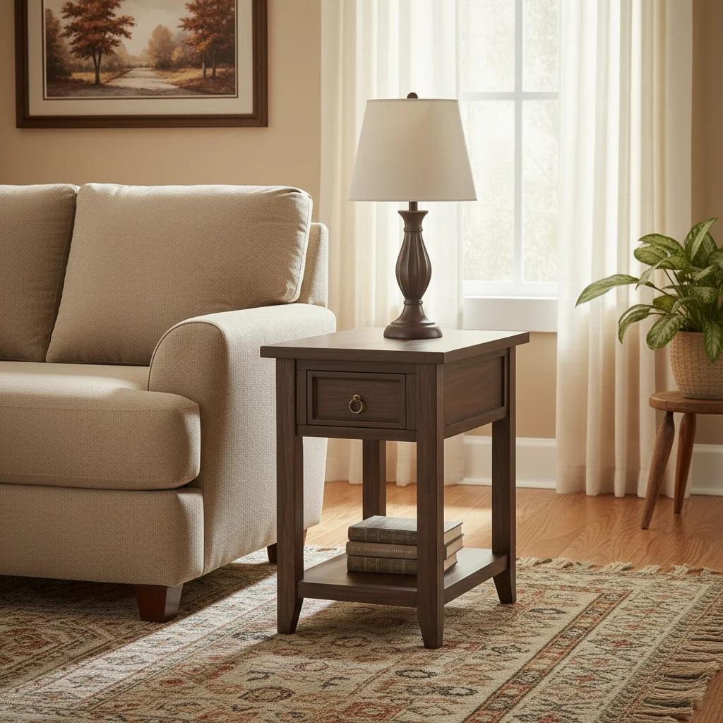 16 Chairside Table with Storage, Shelf and USB Port