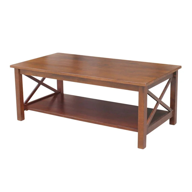 Solid Hardwood Coffee Table with Lower Shelf
