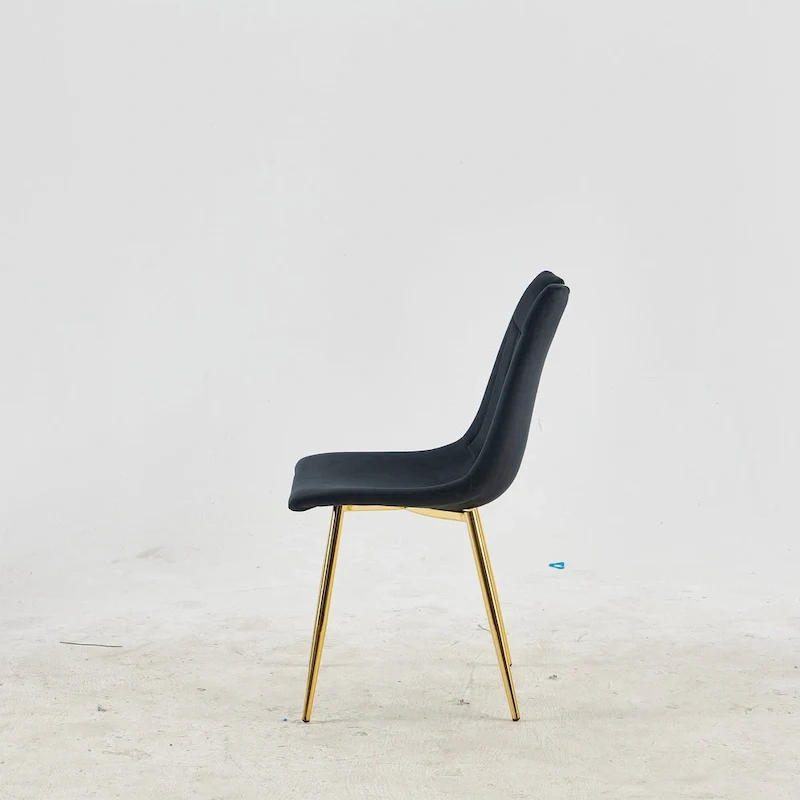 Gold+Black 23.22 Armless Dining Chairs with Elegant Golden Legs (Set of 4)