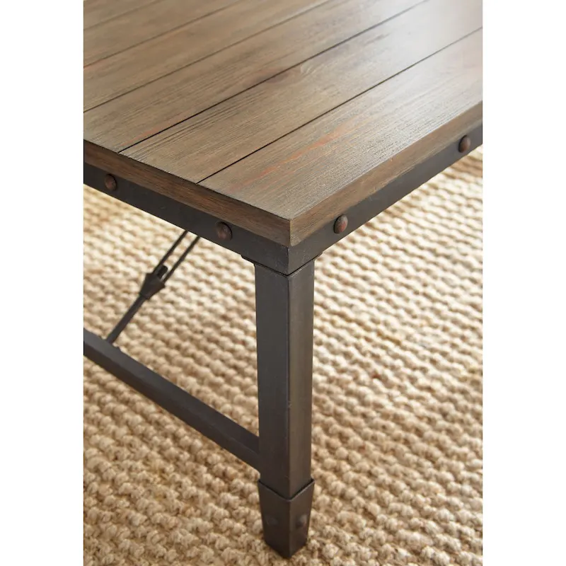 Steve Silver Gatling Pine Wood and Iron Side Table