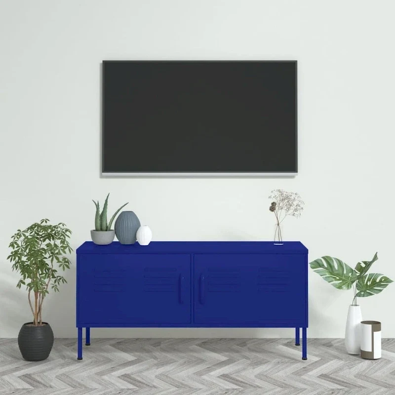 vidaXL TV Stand TV Unit Sideboard Home TV Console Media Unit Cupboard Steel - 41.3 x 13.8 x 19.7