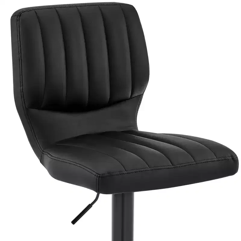Bardot Adjustable Barstool with Faux Leather and Metal Finish - Armen Living