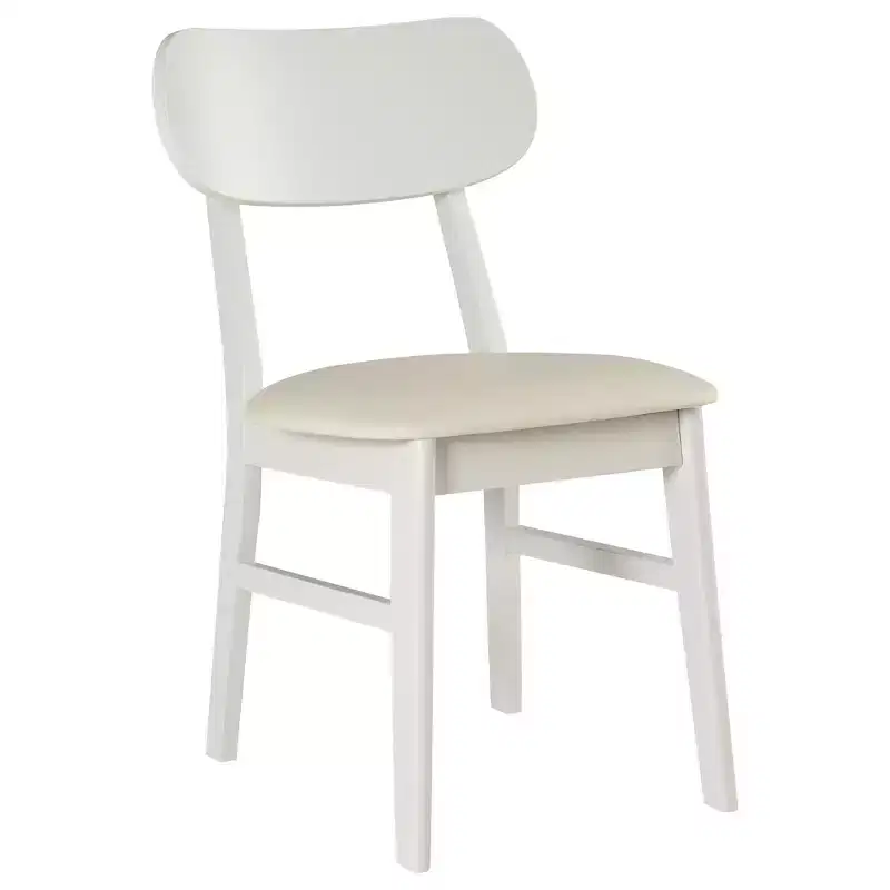 Heynemo Wooden Dining Chairs Set of 2, Modern Dining Chairs with Solid Wood Legs, 350LBS Capacity, Faux Leather Accent Side Seat for Kitchen, White