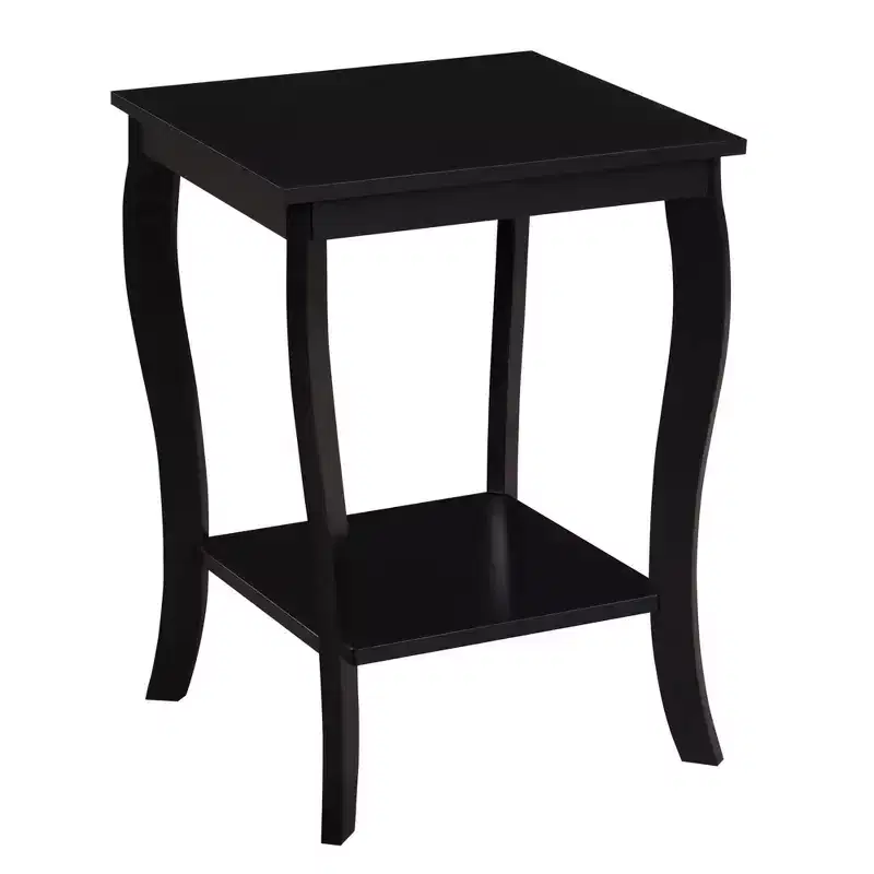 Square Wood End Table with Two-Tier Open Shelving – 24