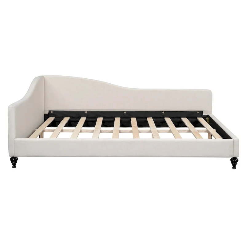 L-Shaped Semi-Enclosed Daybed with Solid Wood Legs