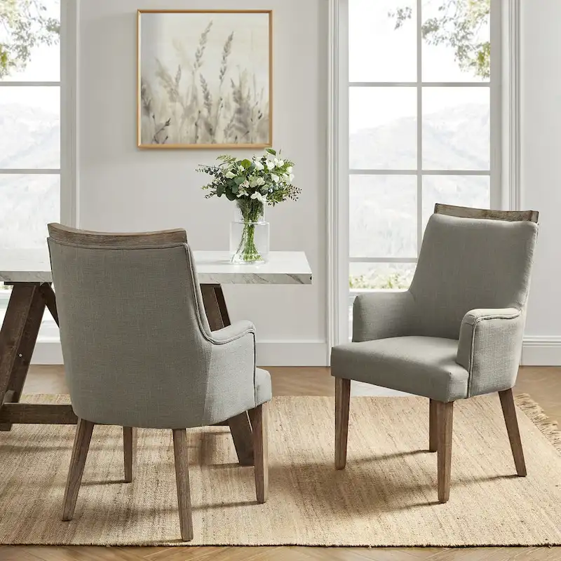 Albert Farmhouse Upholstered Solid Wood Dining Chair Set of 2 by HULALA HOME