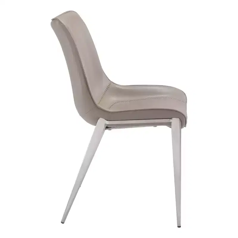 Set of 2 Encanto Dining Chairs Gray/Silver - ZM Home: Brushed Stainless Steel Base, Modern Upholstered Armless Design
