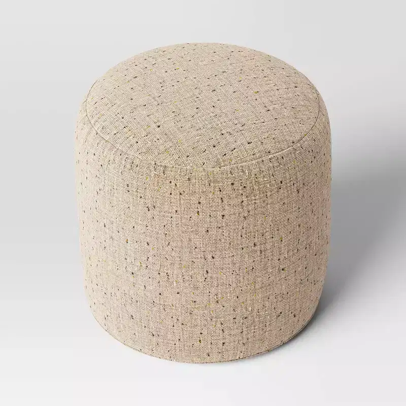 Speckled Pouf Ottoman, Beige