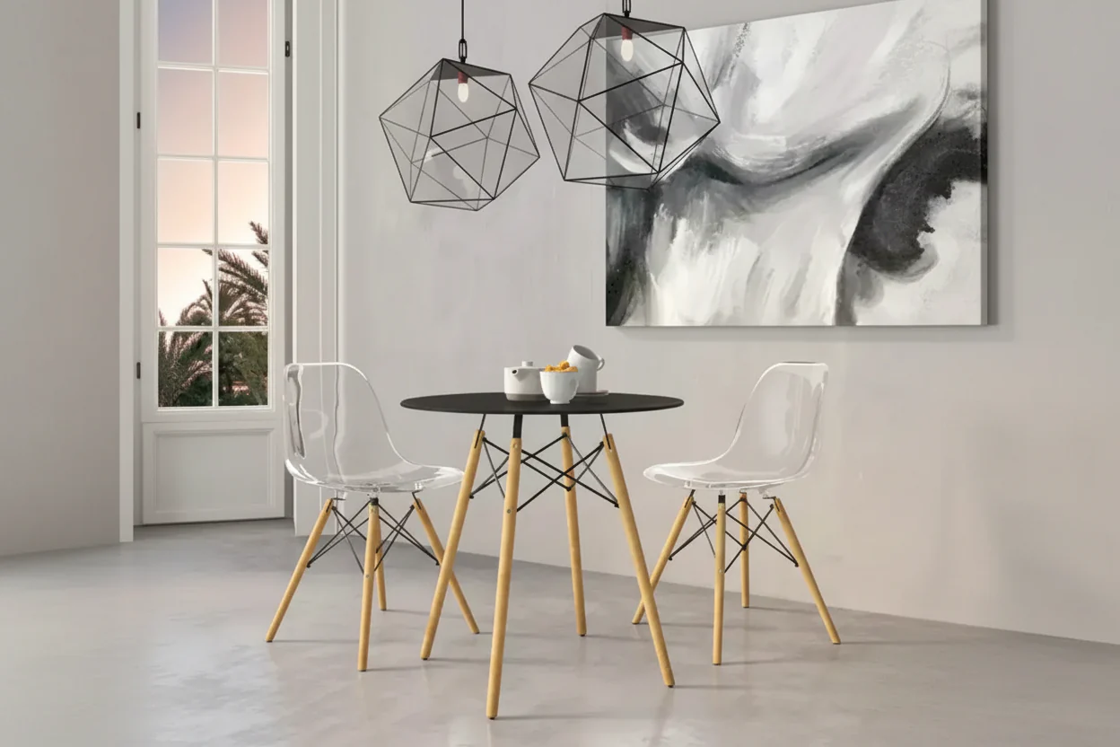 31-Inch Round Mid-Century Bistro Dining Table with Eiffel Base