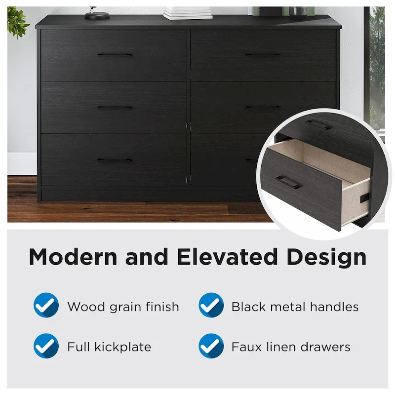 Wide 6 Drawer Dresser