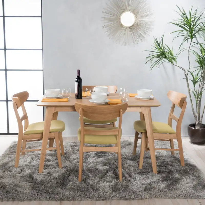Idalia Fabric and Rubberwood 5-piece Wood Rectangular Dining Set by Christopher Knight Home