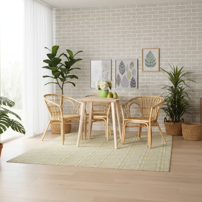 Natural Rattan Dining Chair with Arms, Fully Assembled, 29.1x23.6x24 in
