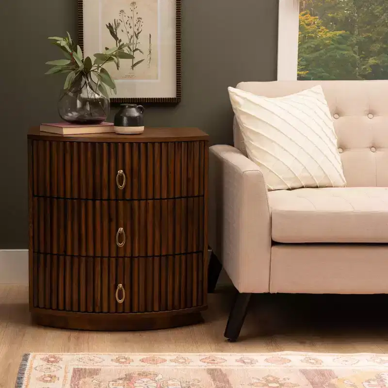 3 Drawer Nightstand Walnut