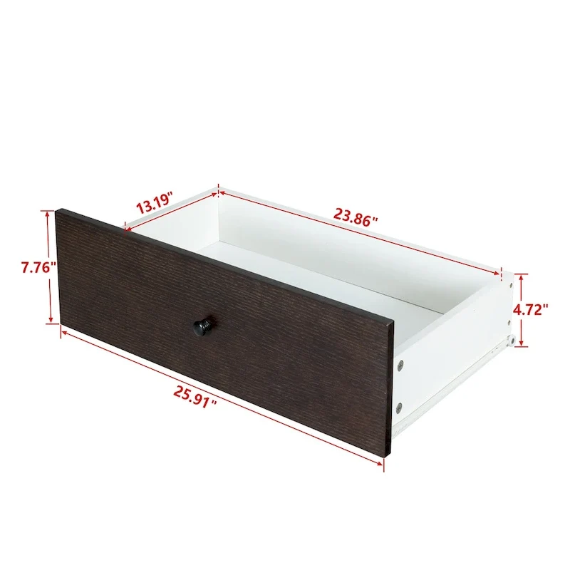 Retro Soild Wood 4 Drawers Dresser with Round Hndle