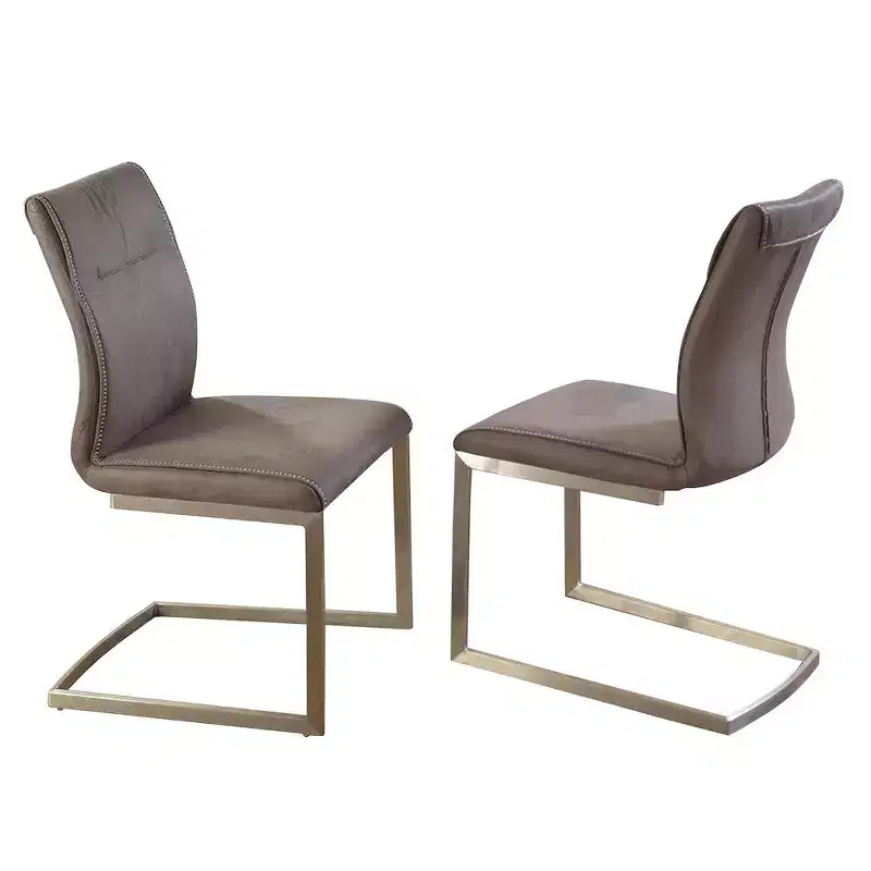 Chintaly Imports,Contemporary Cantilever Side Chair Highlight Stitching - Set of 2