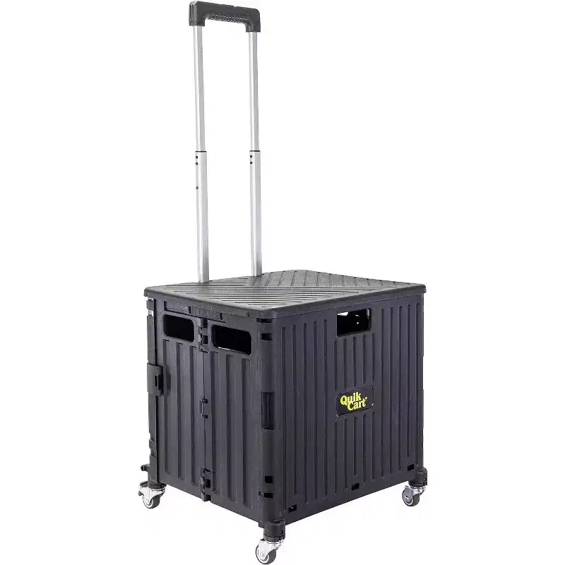 dbest products Quik Cart 360 Four Wheeled Rolling Crate With Seat & Heavy Duty Collapsible Basket