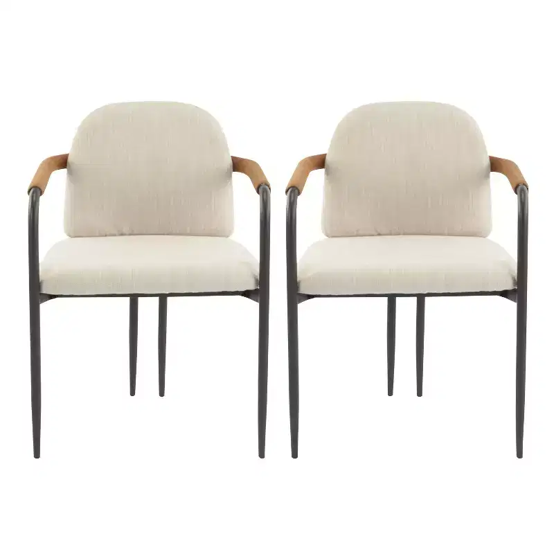 Christopher Knight Home Set of 2 Jeremiah Modern Upholstered Dining Chairs with Iron Frame Beige/Espresso