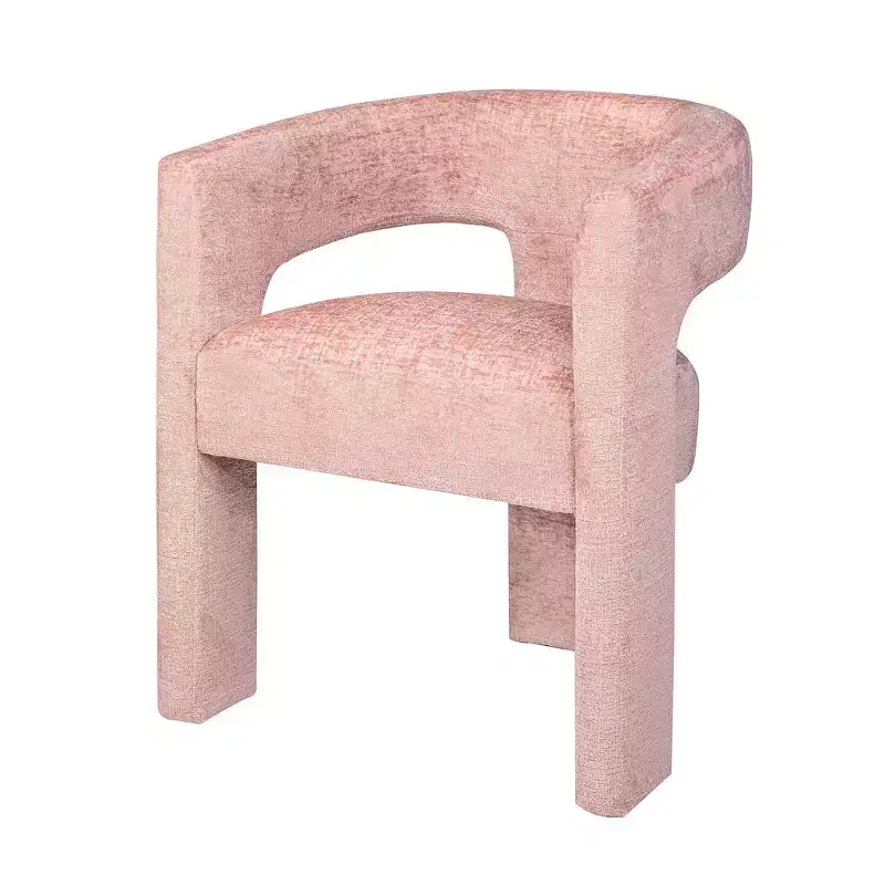 Jofran,Gwen Modern Luxury Jacquard Fabric Upholstered Sculpture Armchair- Pink Color
