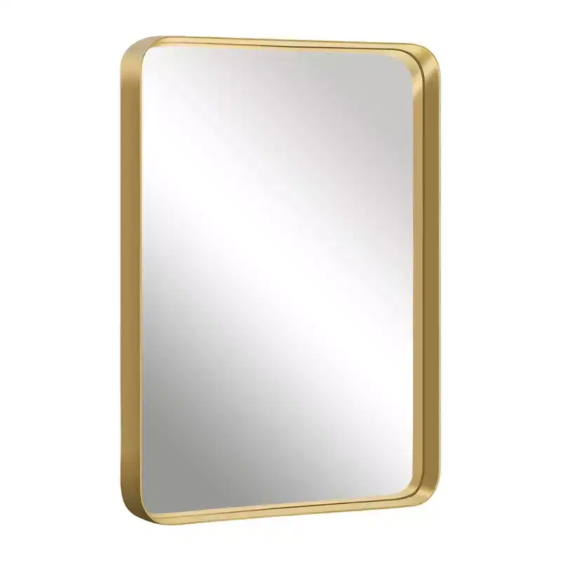 Gold Rounded Rectangle Wall Mirror, Single, 102×76×5 cm