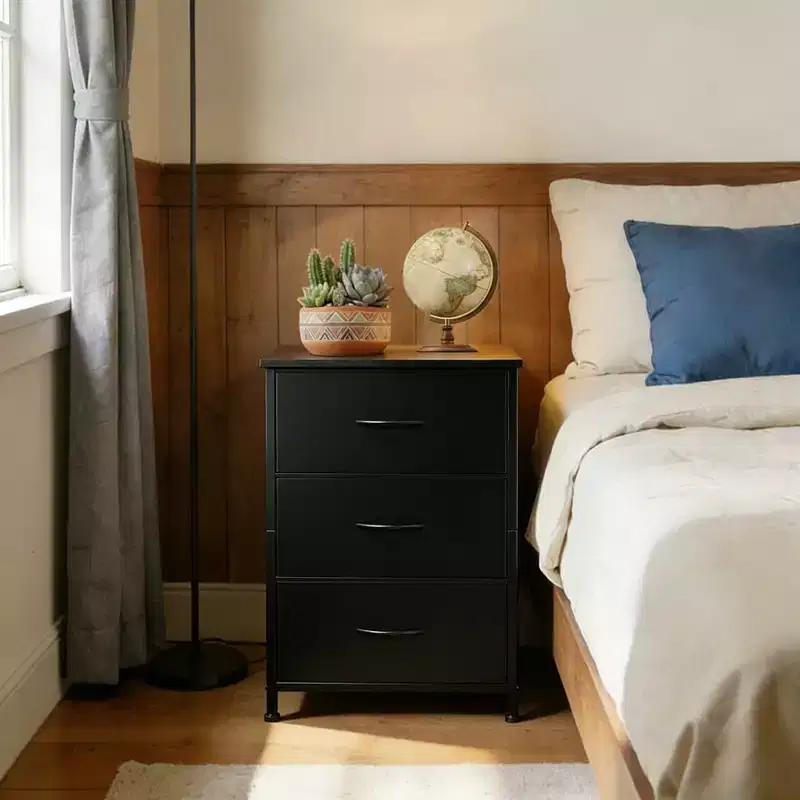 Stylish 3-Drawer Dresser with Removable Fabric Bins, Multi-Functional Storage Organizer for Living Room,Bedroom, Hallway, Closet, Entryway