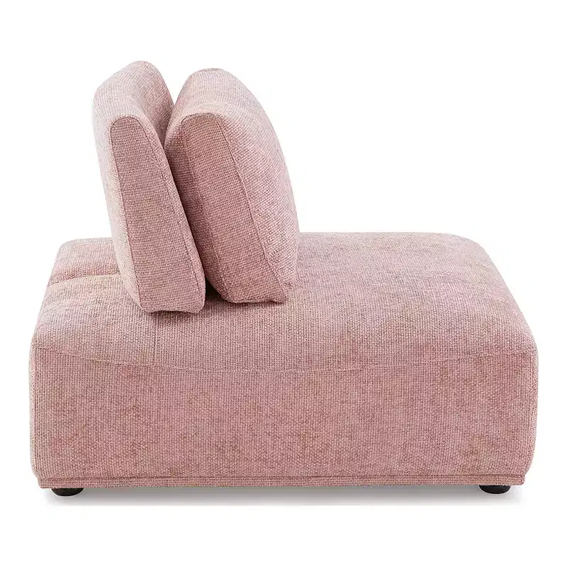 HOMES: Inside + Out Povoa Modern Modular Armless Chair Chenille with Extendable Backrest Pink