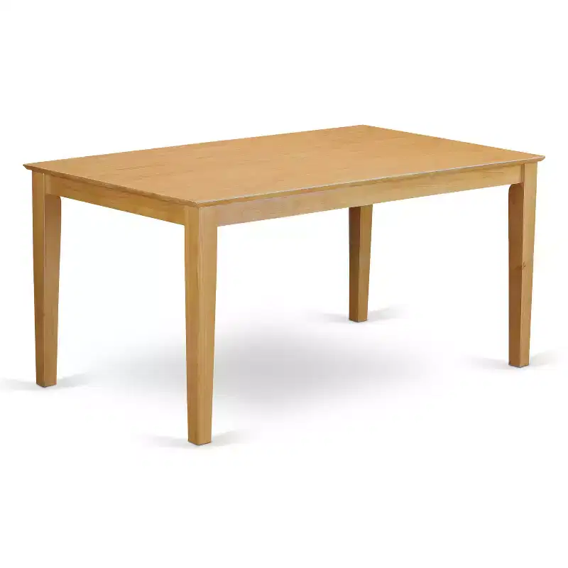 HomeStock Belmont 5Pc Dining Set Includes a Rectangle Dinette Table and Four Parson Chairs with Dark Coffee Fabric, Oak Finish