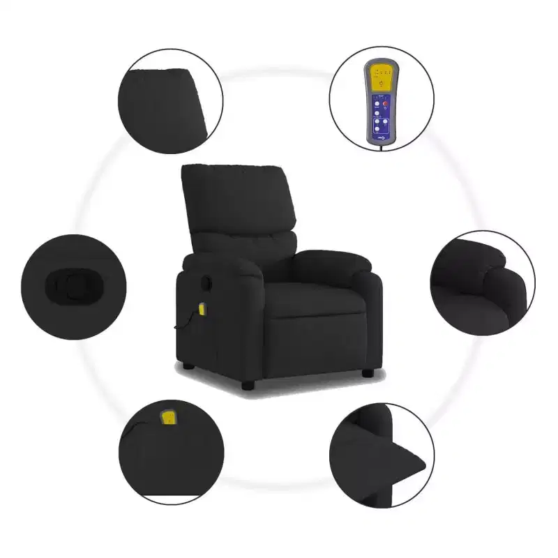 vidaXL Massage Recliner Chair Polyester, Metal, Plywood Single